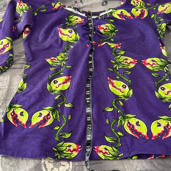 PINUP GIRL CLOTHING PUG KAYLA 3/4 SLEEVE VENUS FLYTRAP TOP SZ XL - Picture 5 of 9